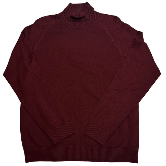 Kenneth Cole Mens Knit Turtleneck Sweater Raglan Sleeves Maroon Red Large - Picture 3 of 15